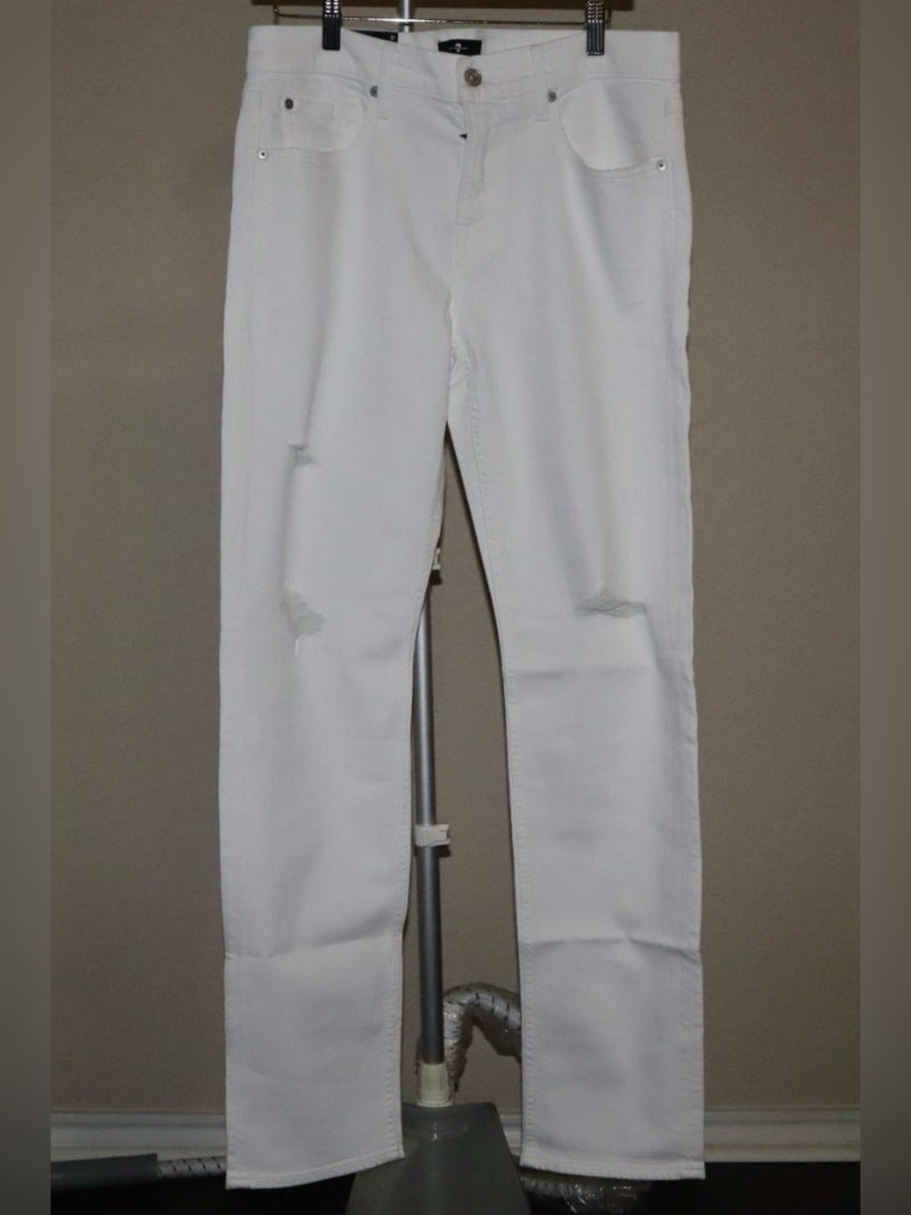 7 For All Mankind White Men's Straight Jeans
